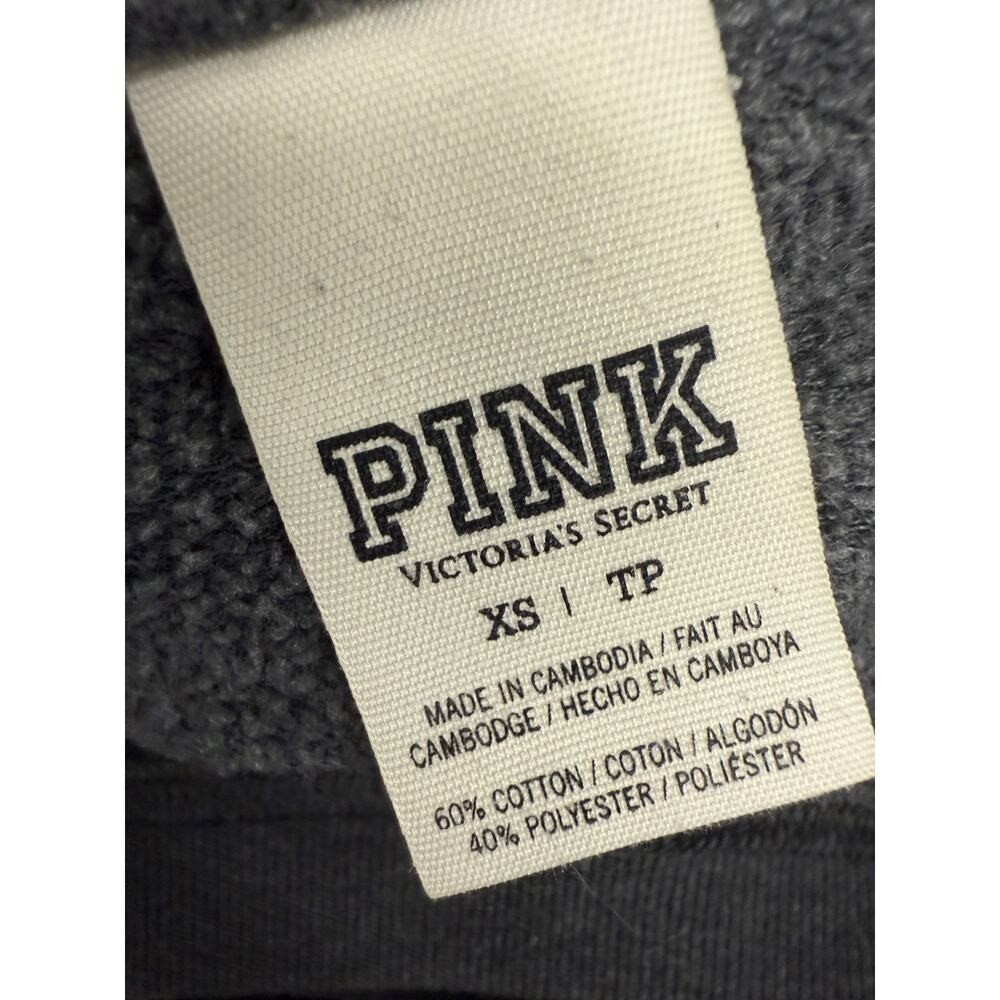 Pink Victorias Secret Women Sweatshirt XS Gray Logo 86 Crew pullover oversized - Picture 2 of 4